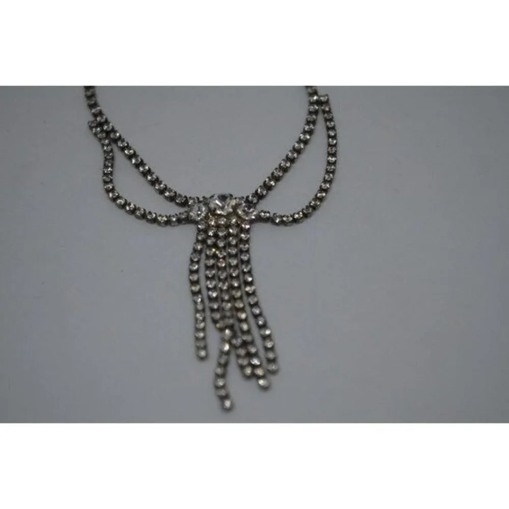 Clear Rhinestone Necklace Vintage - Picture 3 of 7